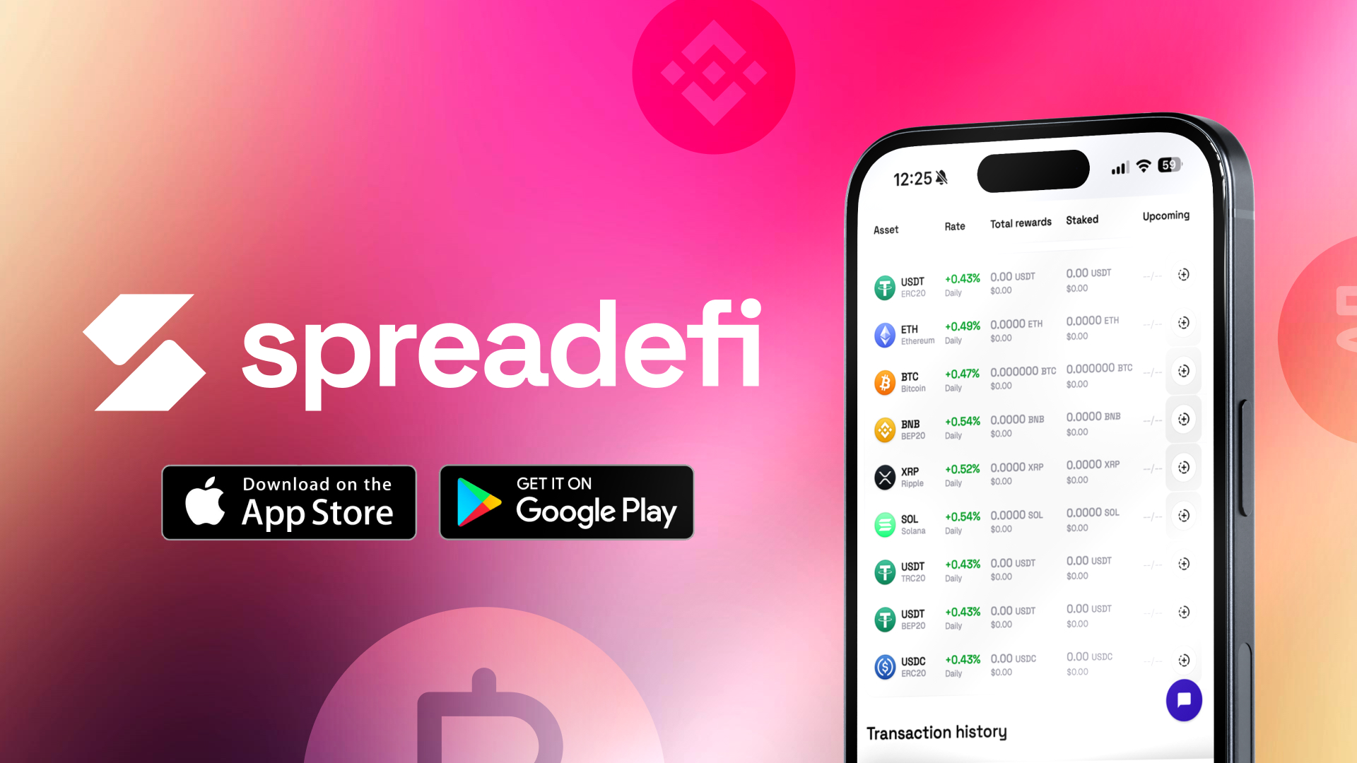 Spreadefi Release mobile app for android and IOS